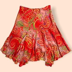 Paisley Orange Below the Knee Skirt